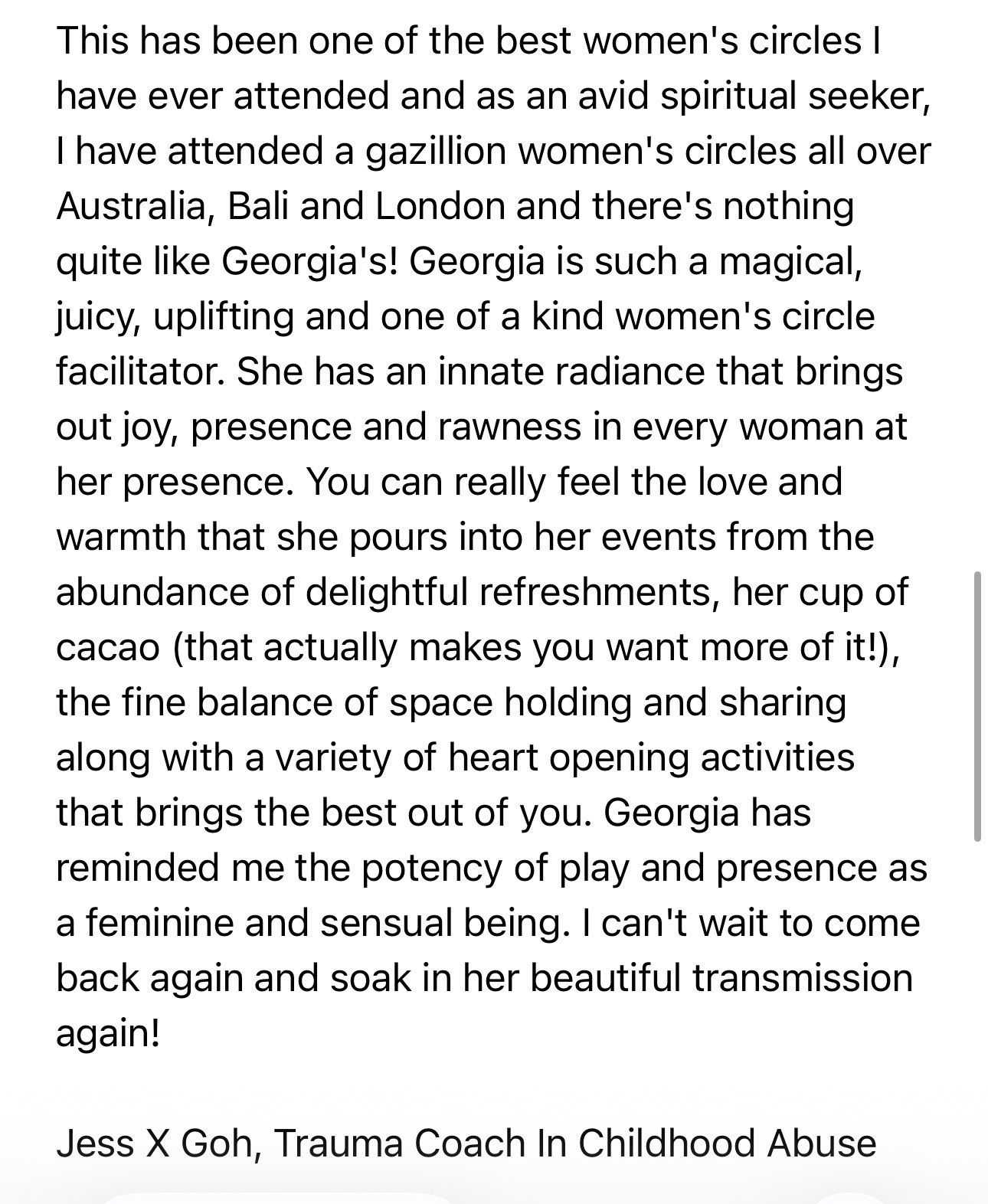 WhatsApp review about Georgia's facilitation